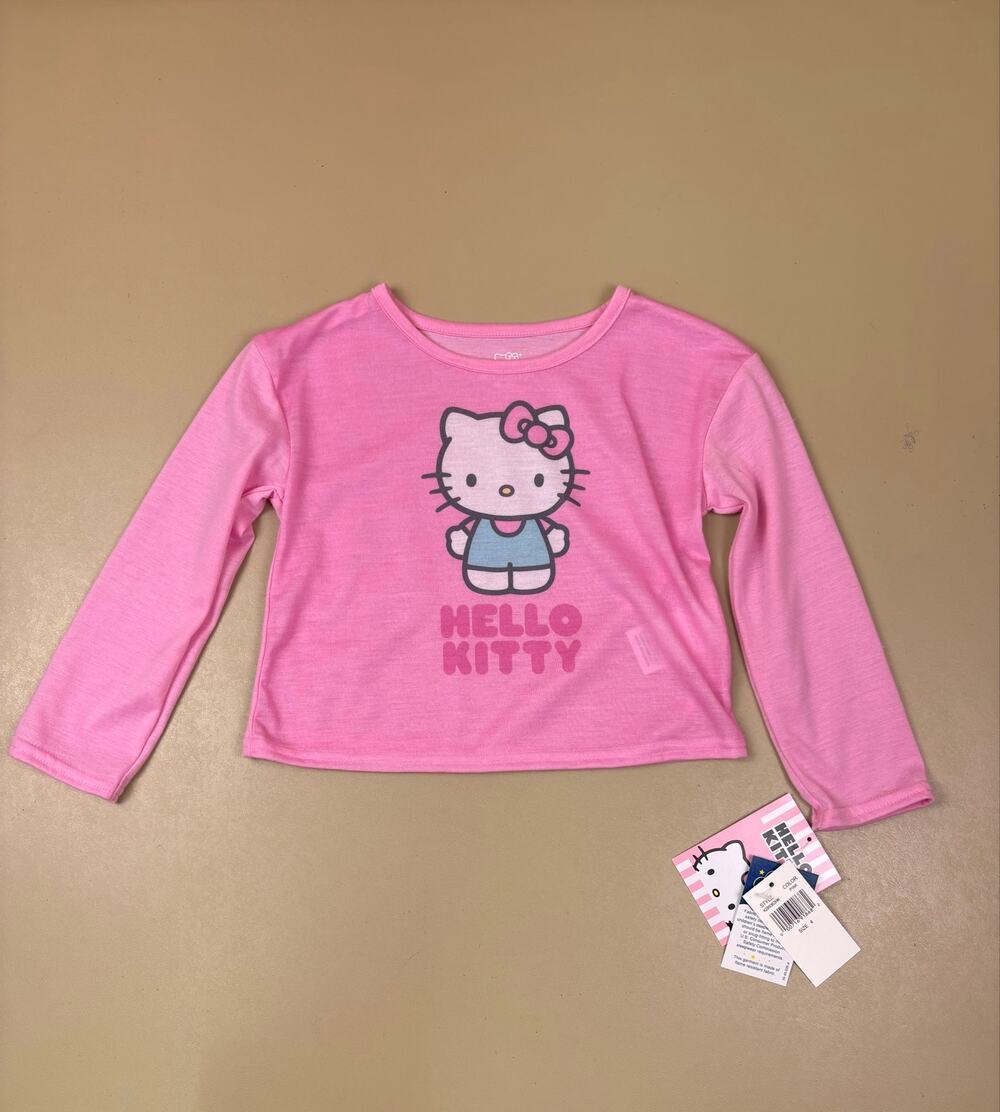 Hello Kitty Girls Pajama Top Size 4 Pink Long Sleeve Sanrio Sleep Shirt NWT